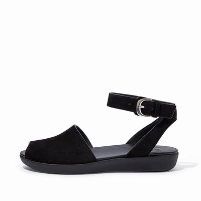 Fitflop Women's COVA Suede Peep-Toe Sandals - Black, ST2970836